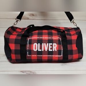 Adventure Buffalo Plaid Kids Overnight Bag - Personalized with Oliver New No Tag